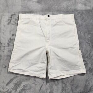 Vintage Stan Ray Shorts Mens 34 White Canvas Painter Carpenter Cargo Workwear